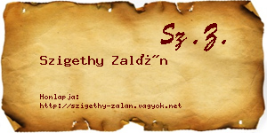 Szigethy Zalán névjegykártya